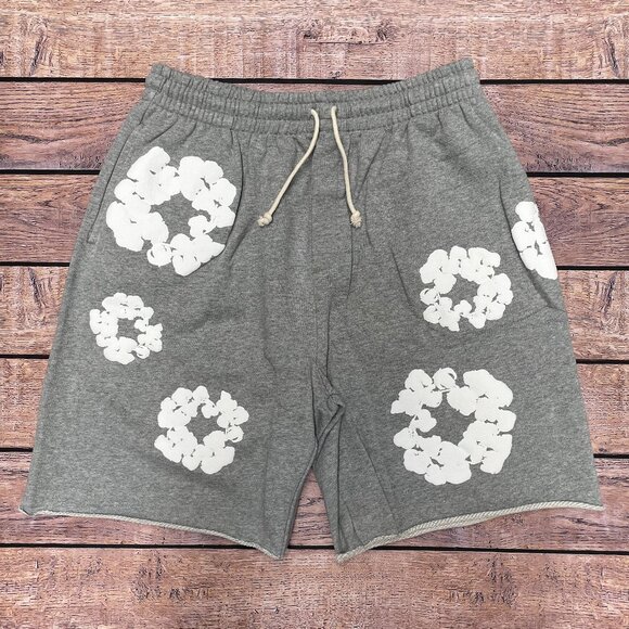 NEW Denim Tears Cotton Wreath Shorts Grey Size XL